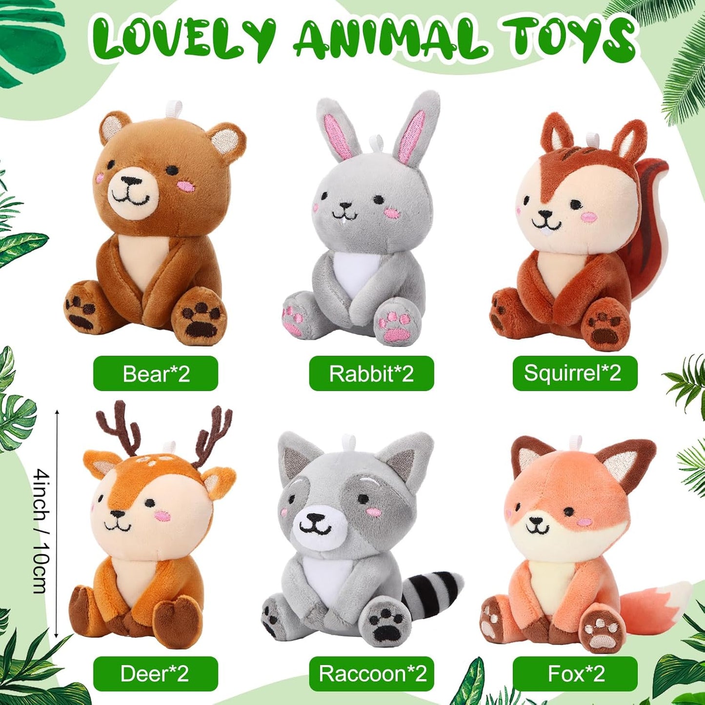 Suilung 12 piezas de mini animales de peluche del bosque a granel d...