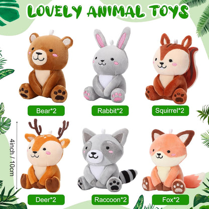 Suilung 12 piezas de mini animales de peluche del bosque a granel d...