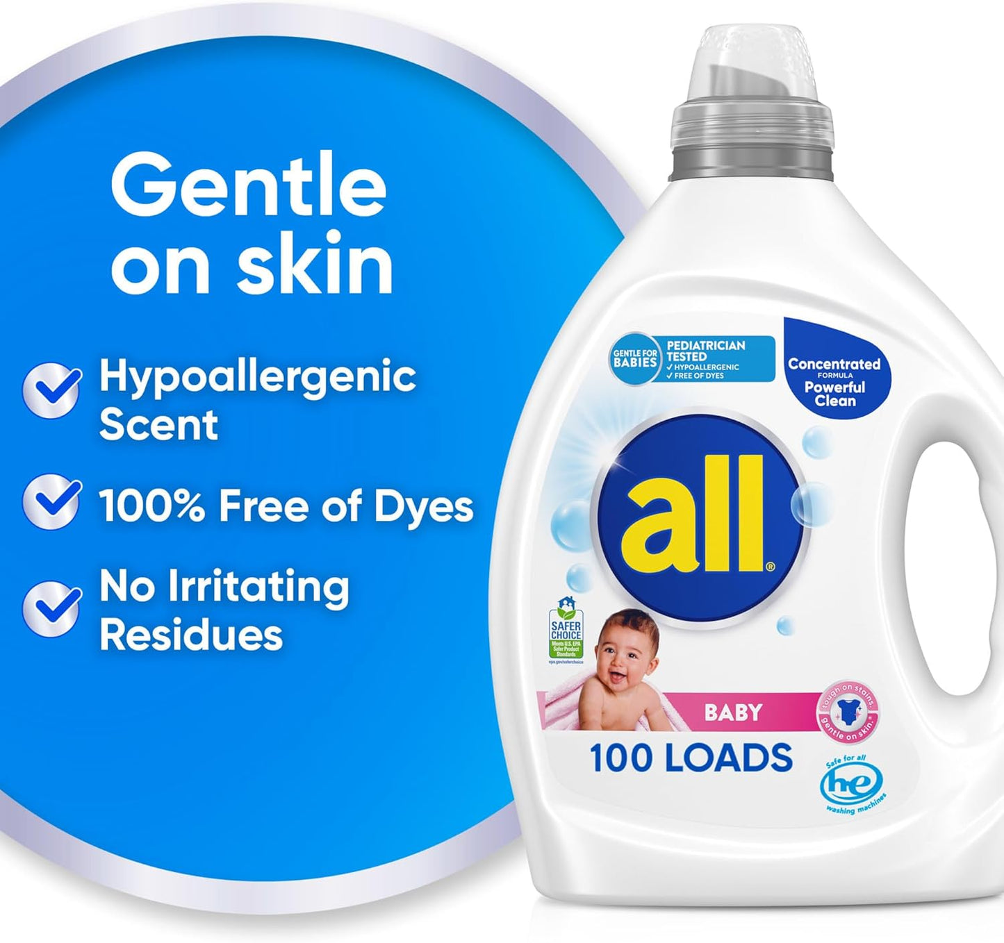 all Baby, Detergente líquido para ropa de bebé, suave para bebé, hi...