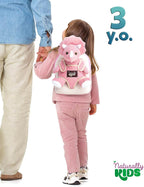 Naturally KIDS Mochila para niños pequeños con peluche rosa Tricera...
