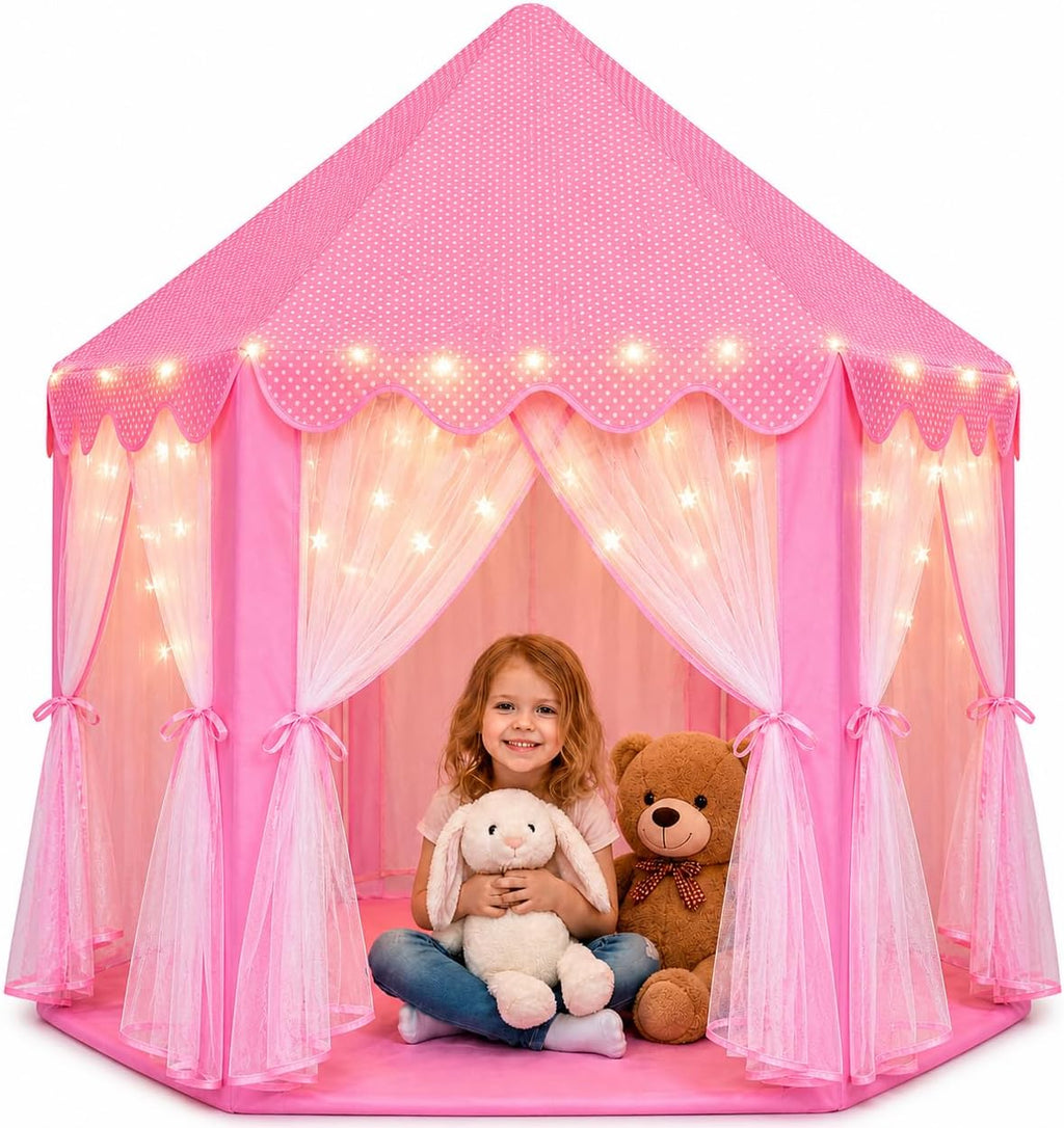 Tienda de campaña ORIAN Princess para niñas, tienda de juegos rosa...