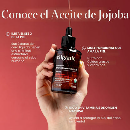 Cliganic Aceite de jojoba orgánico, 100% puro (60 ml) | Aceite natu...