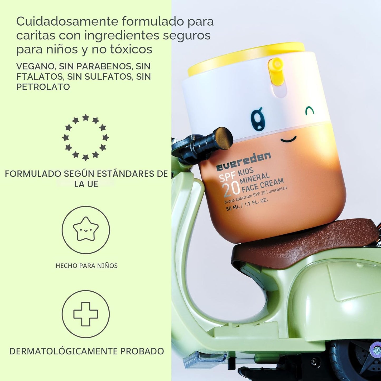 Evereden Crema facial para niños, 1.7 onzas | Loción facial sin fra...