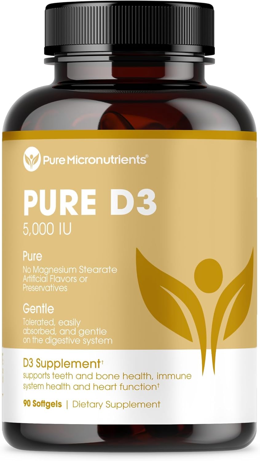 Pure Micronutrients Pure D3 - Vitamina D3 5000 UI, suplementos natu...