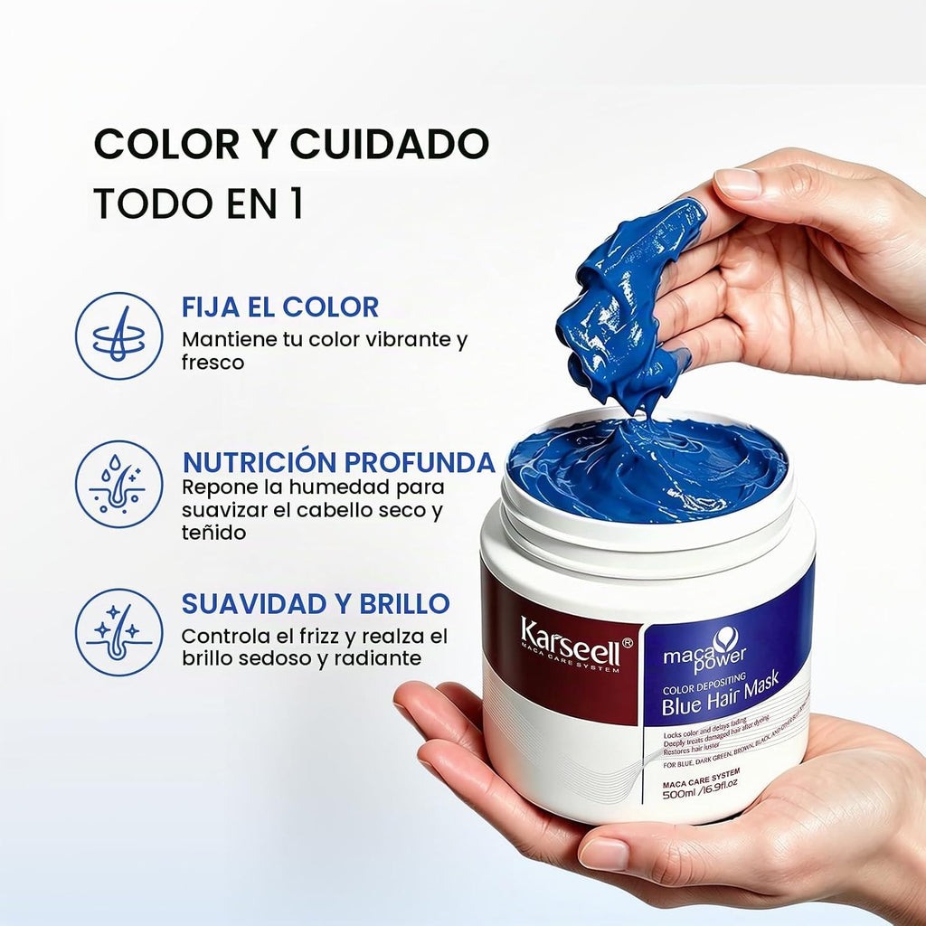 Karseell Mascarilla de depósito de color de cabello azul Tratamient...