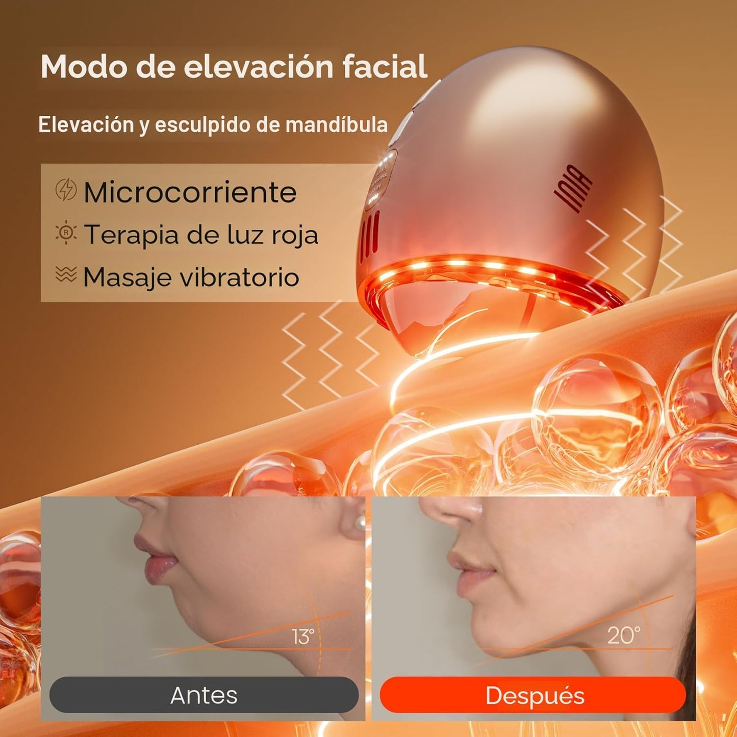 INIA Terapia de luz roja 7 en 1 para cara y cuello Gua Sha Masajead...