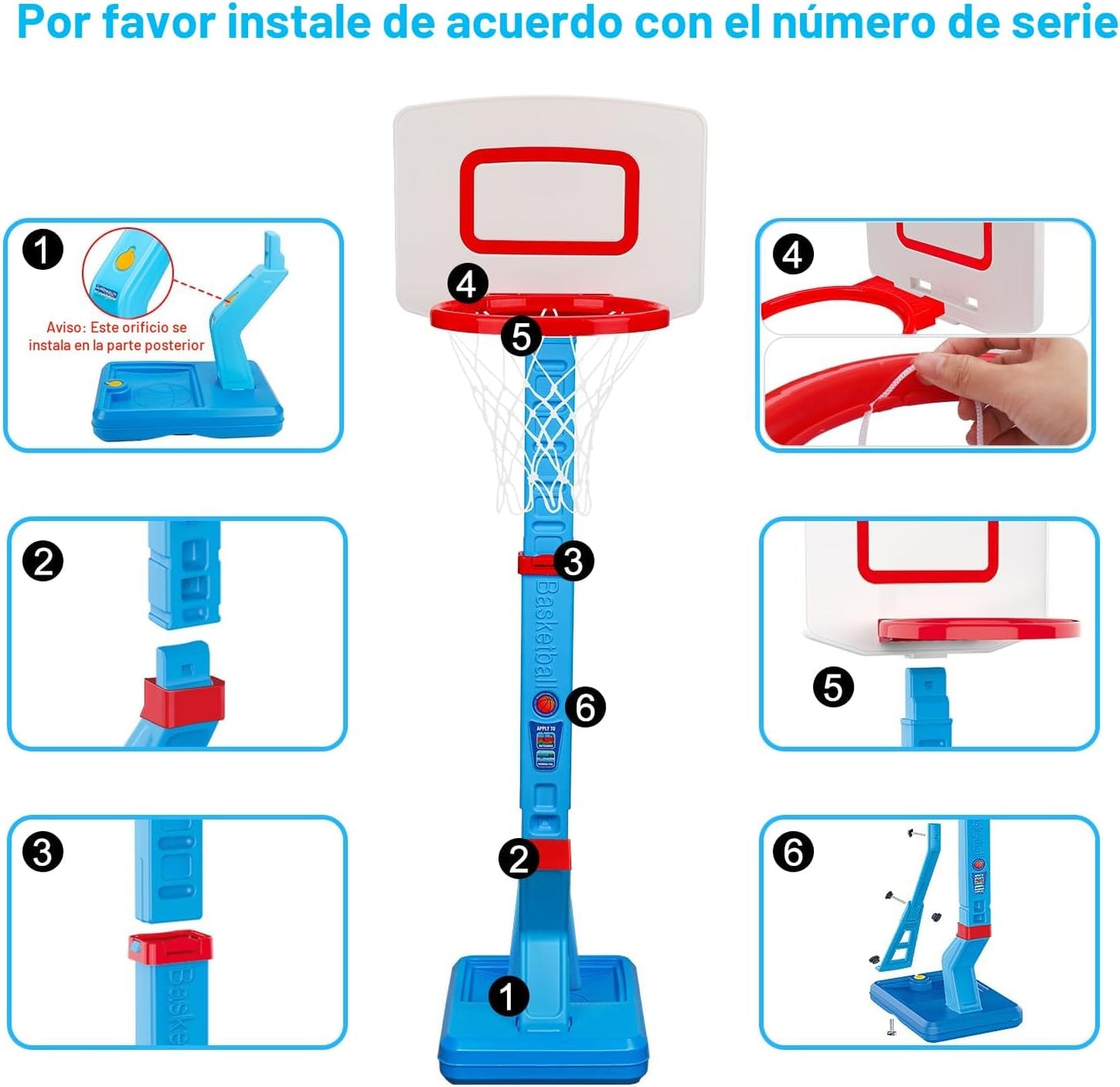 Aro de baloncesto para niños pequeños, mini, ajustable, para interi...