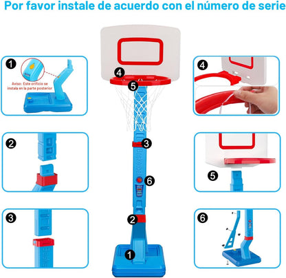 Aro de baloncesto para niños pequeños, mini, ajustable, para interi...