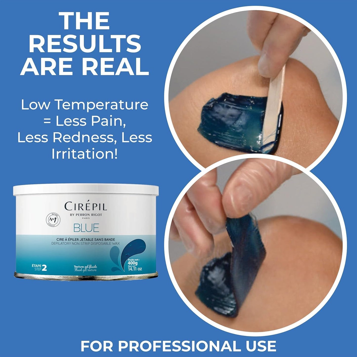 Cirepil - Azul - Lata de cera dura de 400g \/ 14.11 oz - Cera para...