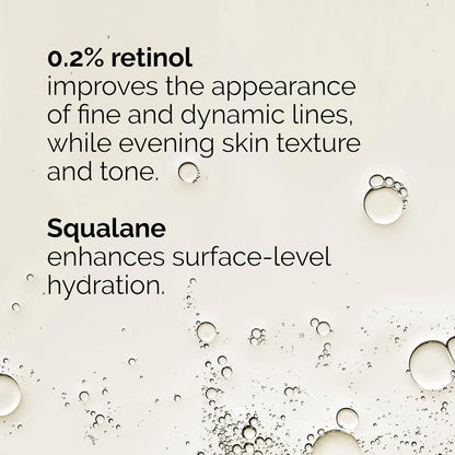 The Ordinary Retinol 0.2% en escualano, suero de retinol suave para la cara que es antienvejecimiento y suaviza la piel, 1 onza líquida