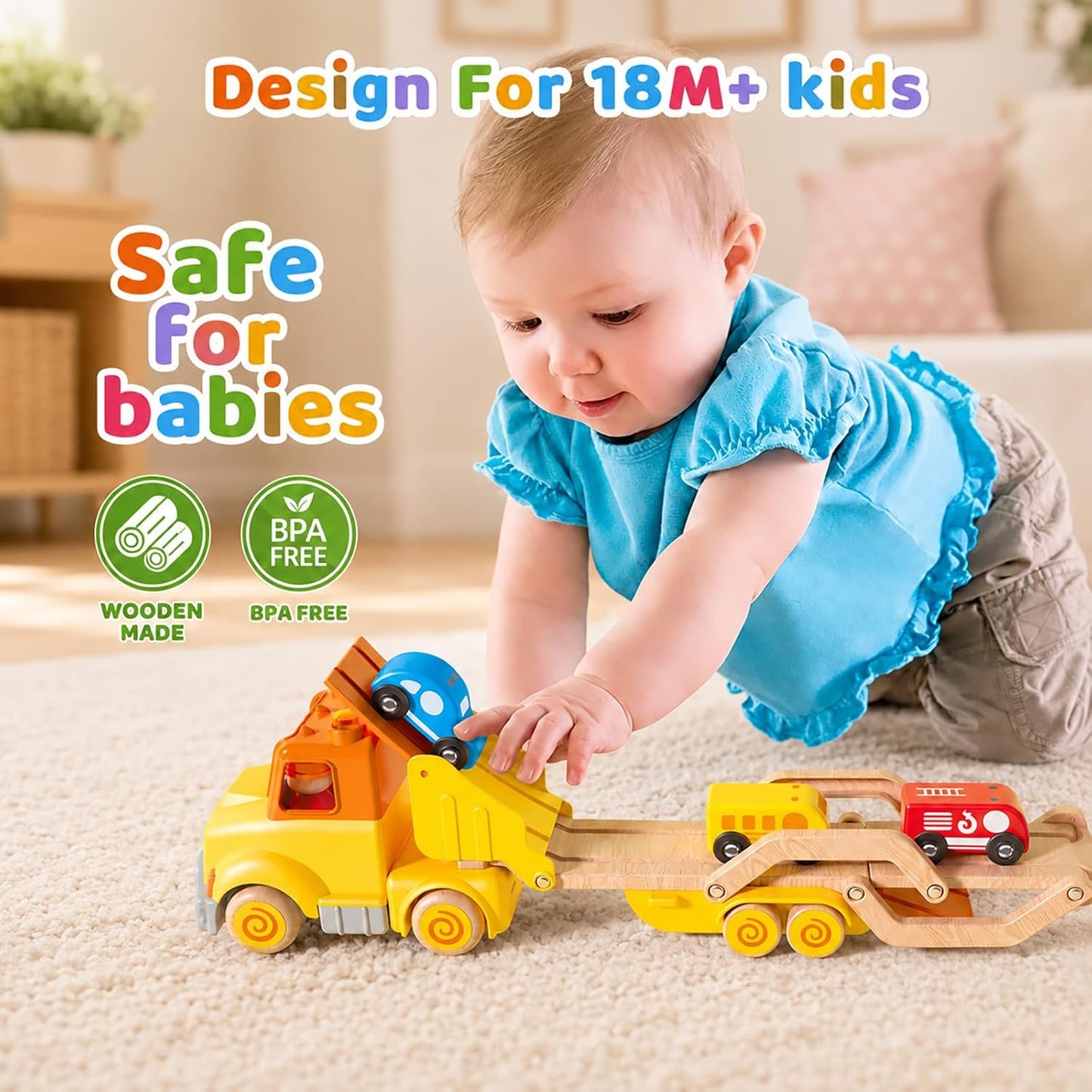 Juguetes para niños pequeños de 2, 3, 4, 5 años, camión transportad...