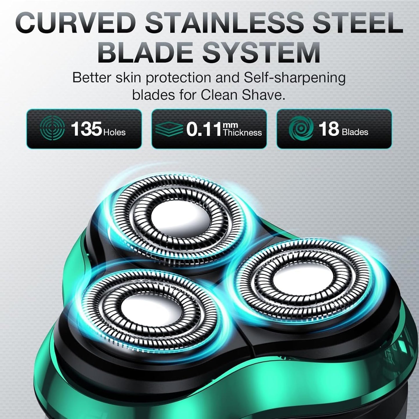 Maquinilla de afeitar eléctrica para hombres, afeitadora recargable con soporte de carga, afeitadora inalámbrica impermeable en seco y húmedo con recortadora emergente (verde)