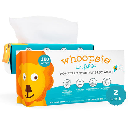 Whoopsie Wipes Las toallitas secas originales de algodón 100% puro...