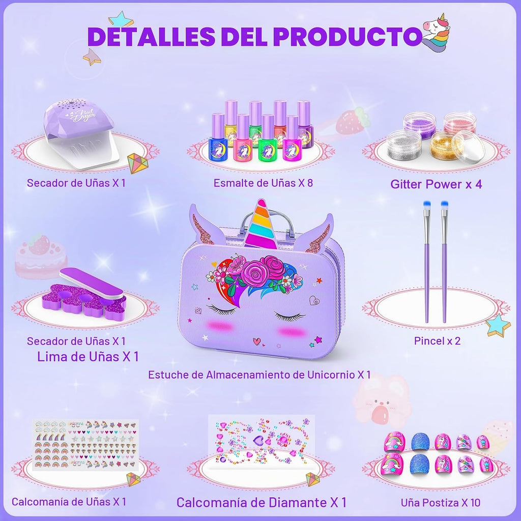 Set de Esmalte de Uñas para Niñas, Kit Todo en Uno de Arte de Uñas...