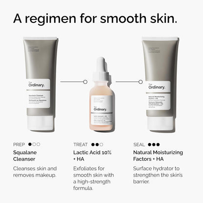 The Ordinary Ácido Láctico 10% + Ácido Hialurónico 2%, Suero Exfoliante de Alta Potencia para una Piel más Suave y Luminosa, 1 Fl Oz