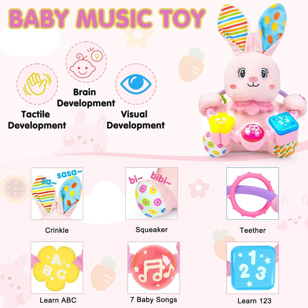 Ryotagift Juguetes de Peluche de Conejo Musical Bilingüe para Bebés...