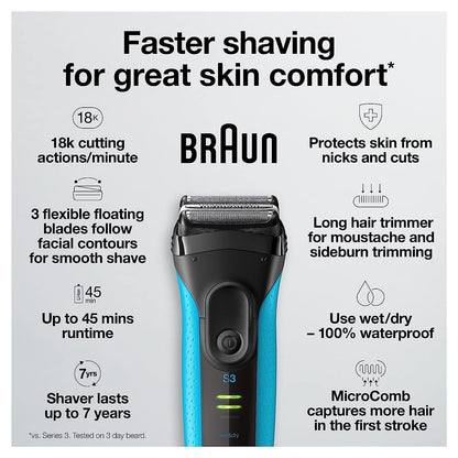Braun Electric Series 3 - Maquinilla de afeitar con recortadora de...