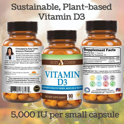 Script Essentials Vitamina D3 vegana de 5,000 UI para una función m...