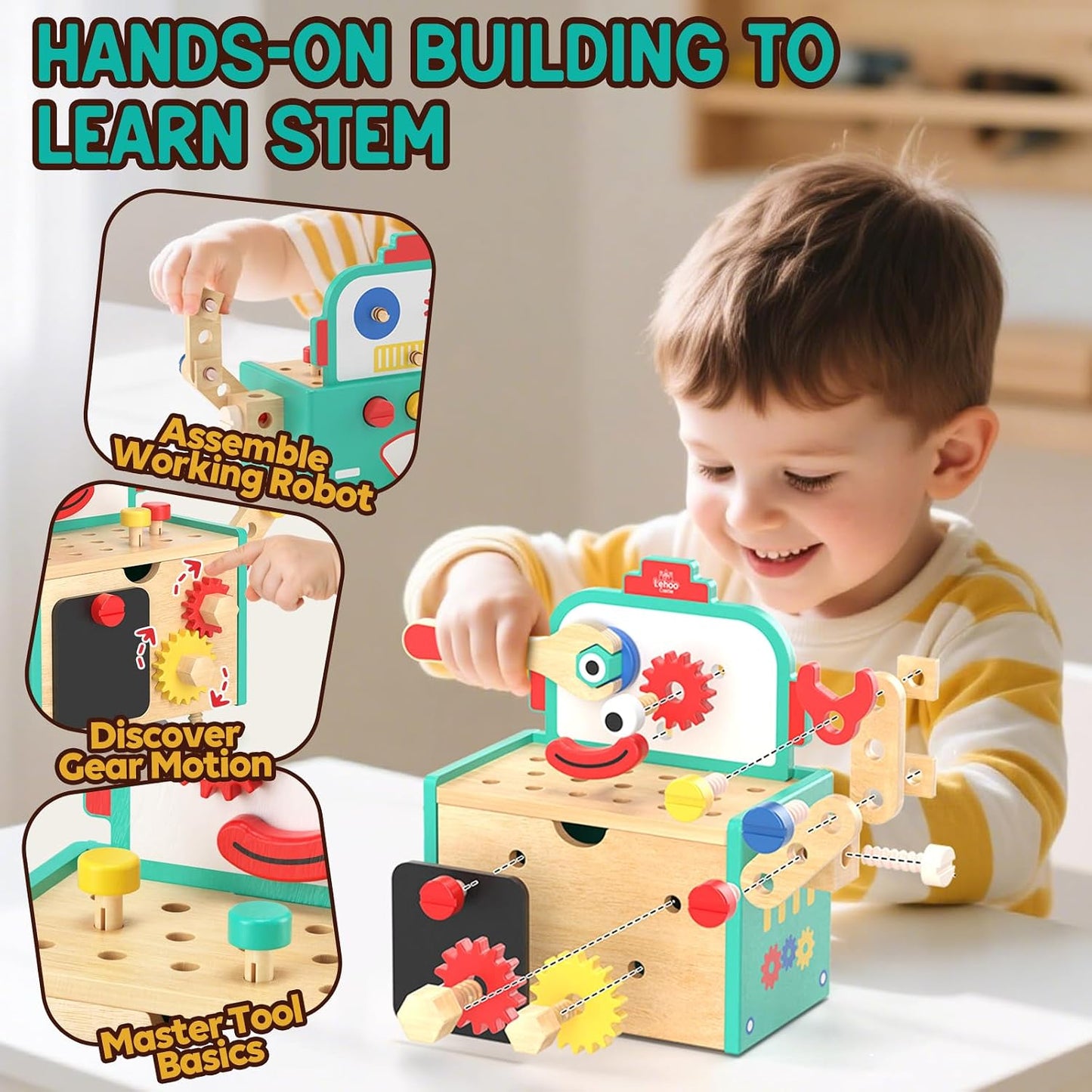 Lehoo Castle - Juego de herramientas para niños, robot Montessori d...