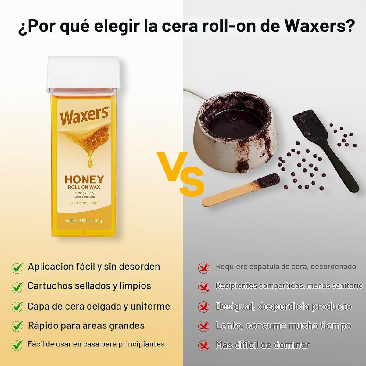 Kit de cera en rollo Waxers para depilación en casa, rodillo de cer...