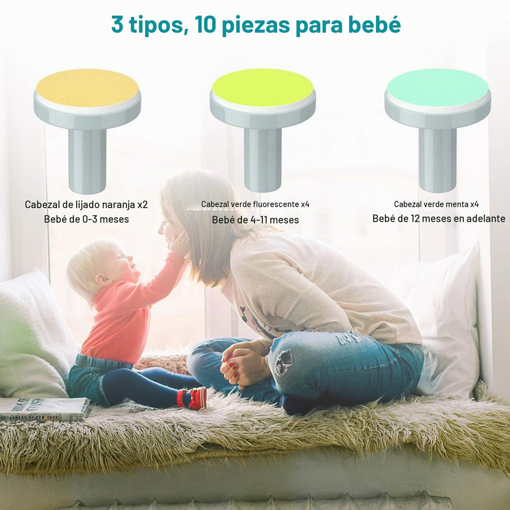 Cortador de uñas eléctrico para bebés con luz LED, 10 cabezales de...