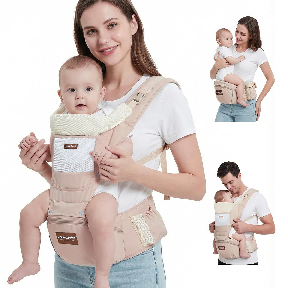 Portabebés con asiento de cadera, 6 en 1 para recién nacidos a niño...