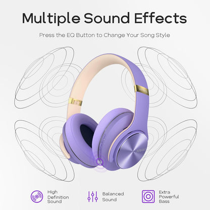 DOQAUS Auriculares Bluetooth sobre la oreja, tiempo de reproducción...