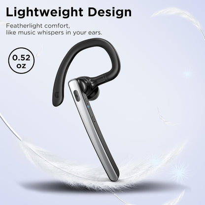 Auriculares Bluetooth V5.3, auricular Bluetooth inalámbrico con funda de carga de 600 mAh, tiempo de reproducción de 110 horas, auriculares manos libres para teléfono celular y computadora con micrófono integrado para trabajo, camionero, oficina