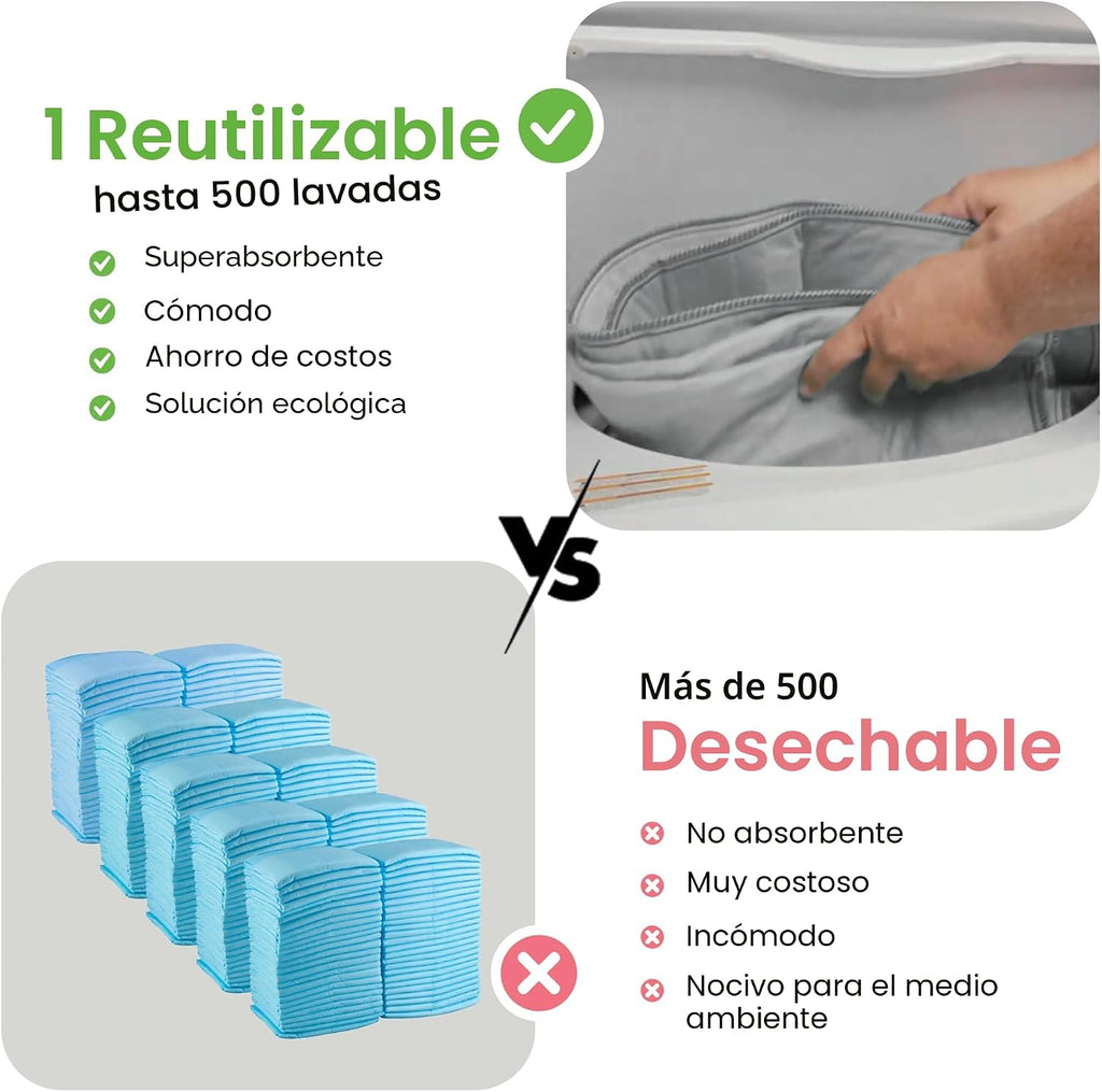 IMPROVIA® Almohadillas lavables para incontinencia reutilizables de...