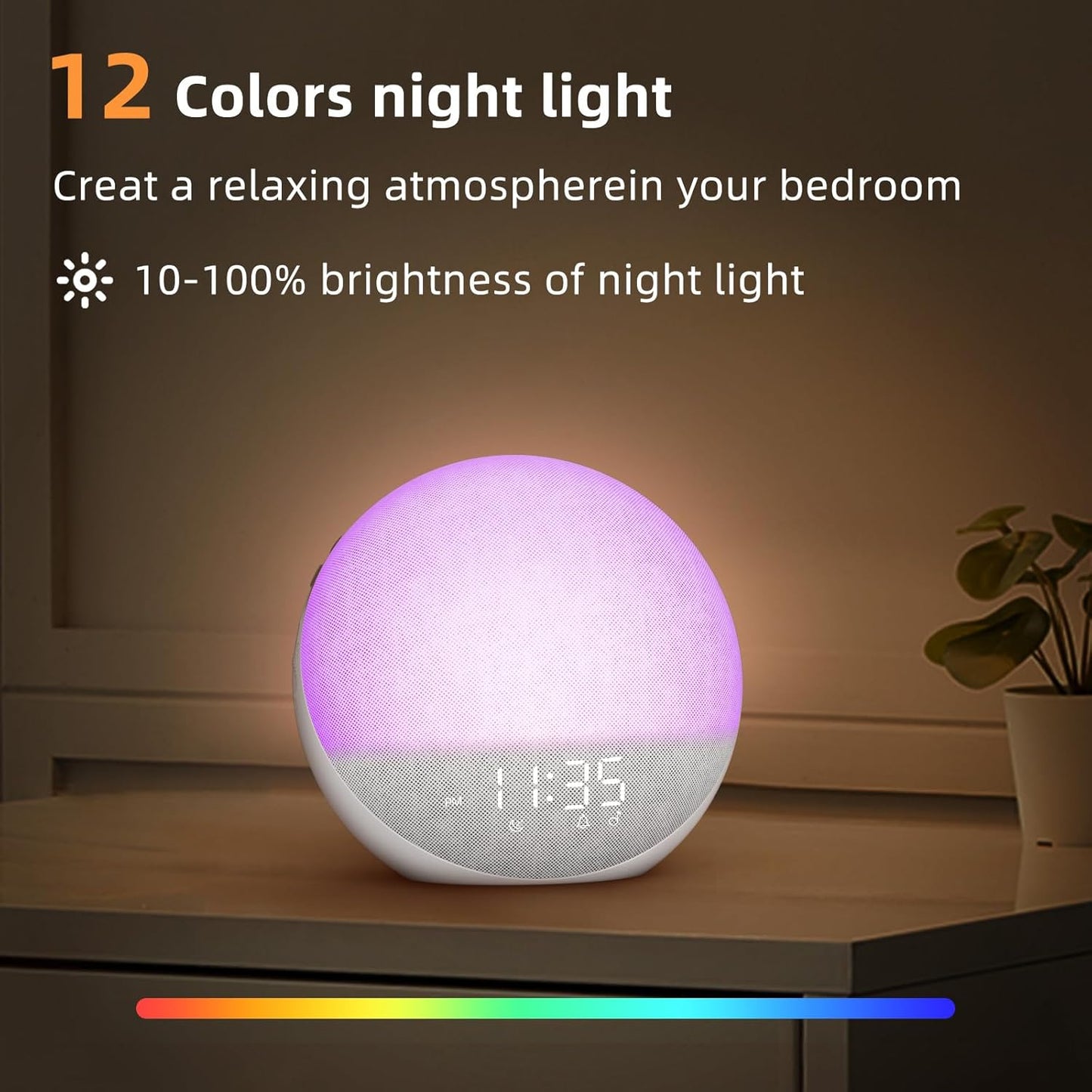 Reloj despertador Sunrise Máquina de ruido blanco: luz natural de d...