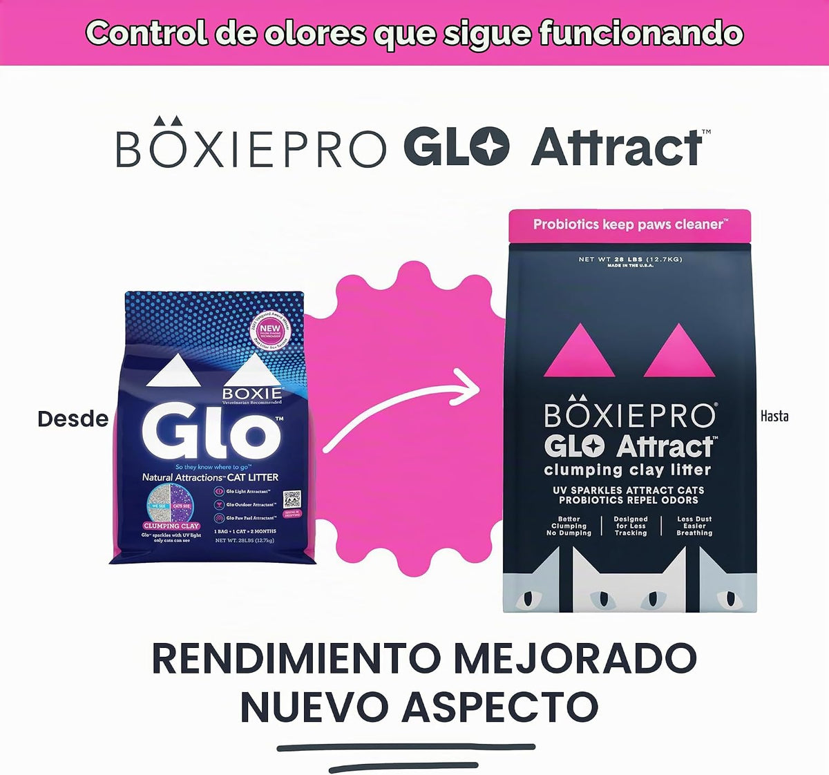 Boxie Glo Attract - Arena para gatos de más de 40 días, control de...