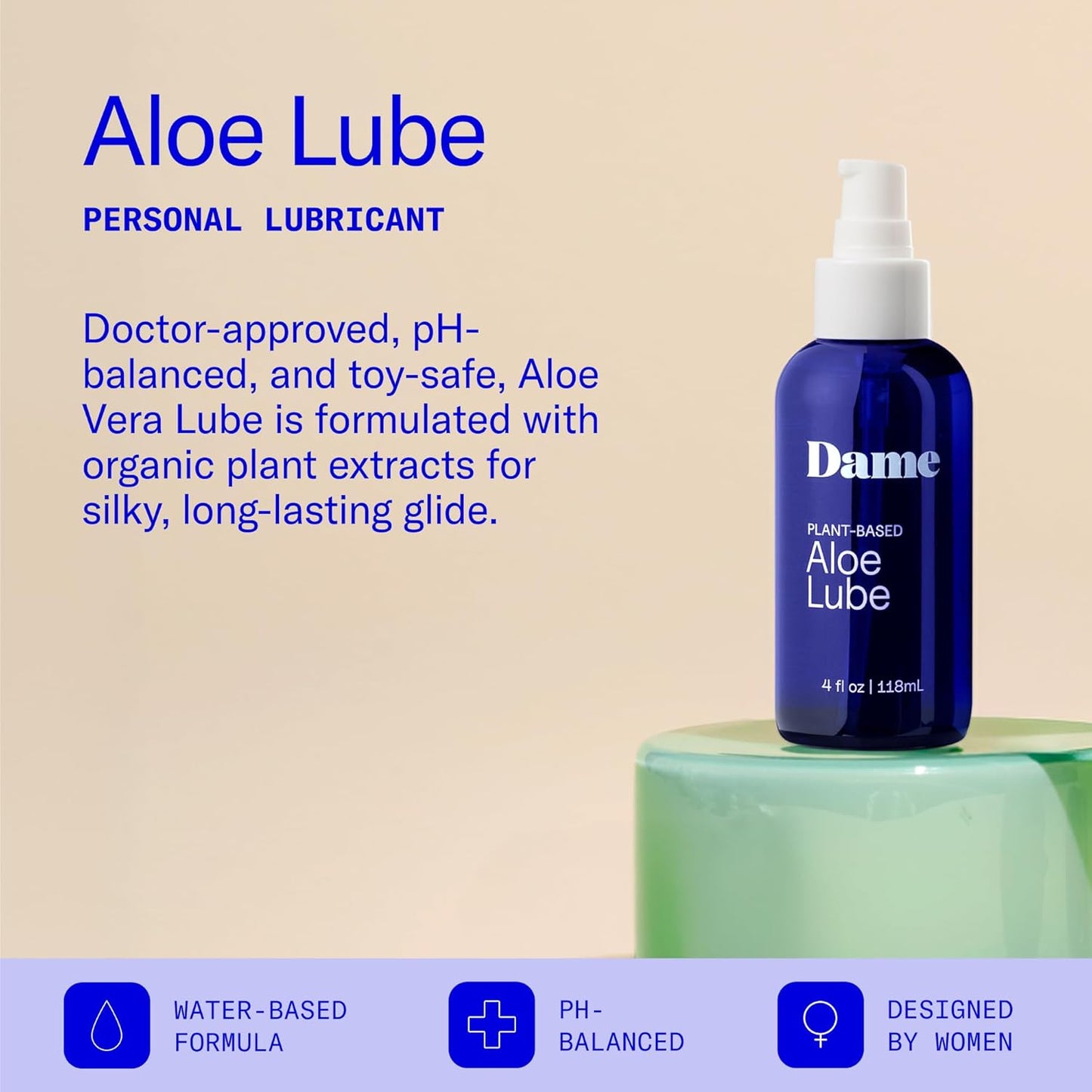 Dame Products Lubricante personal a base de agua para mujeres, homb...