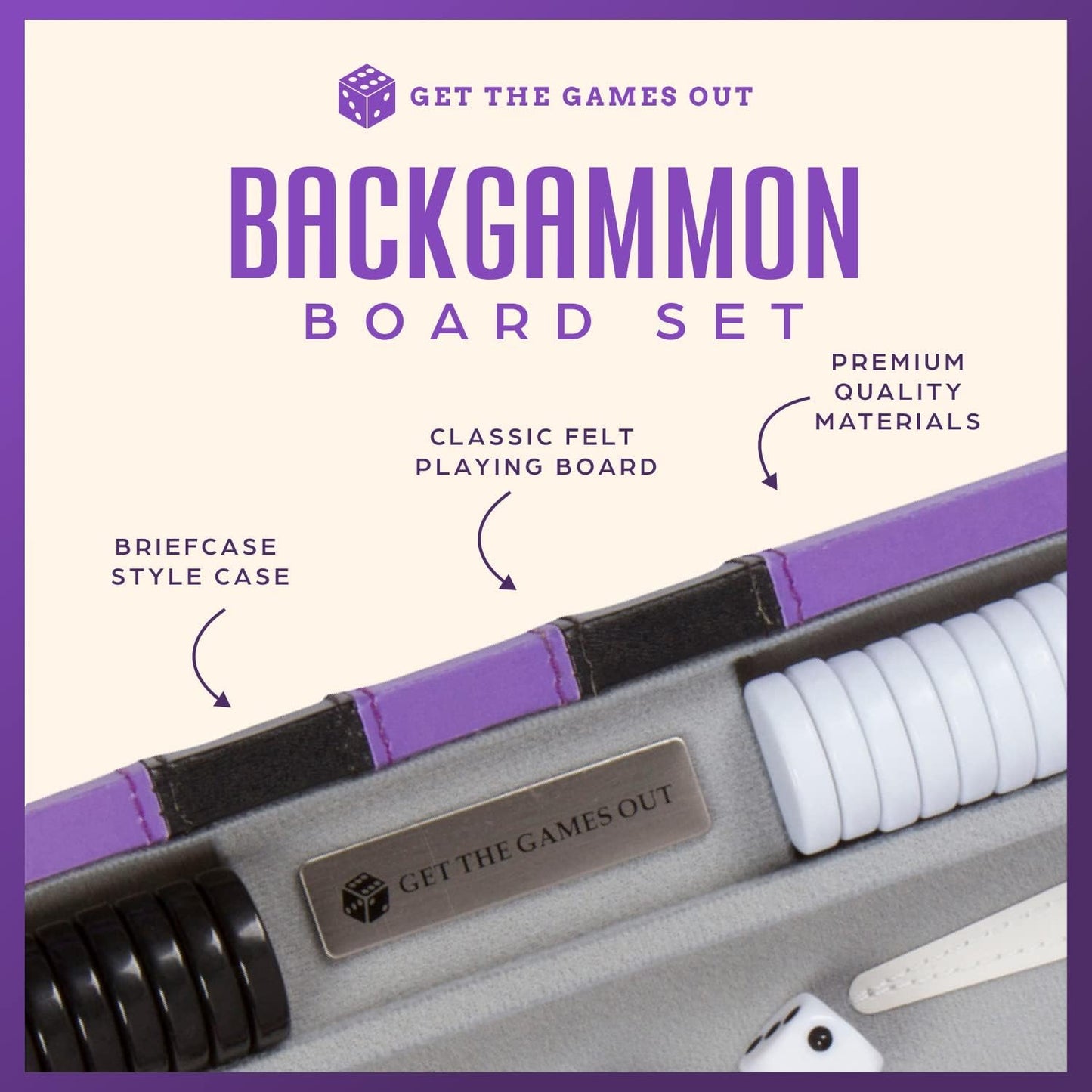 Get The Games Out - Juego de backgammon con maletín de juego de mes...
