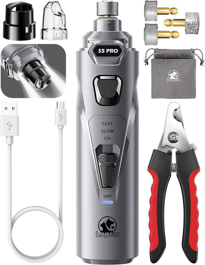 Molinillo de uñas para perros con 2 luces LED, potente, 2 velocidad...