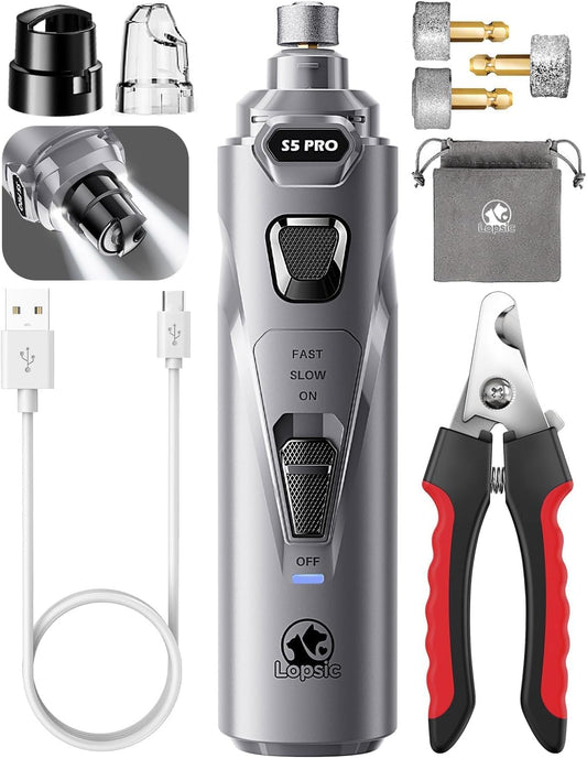 Molinillo de uñas para perros con 2 luces LED, potente, 2 velocidad...