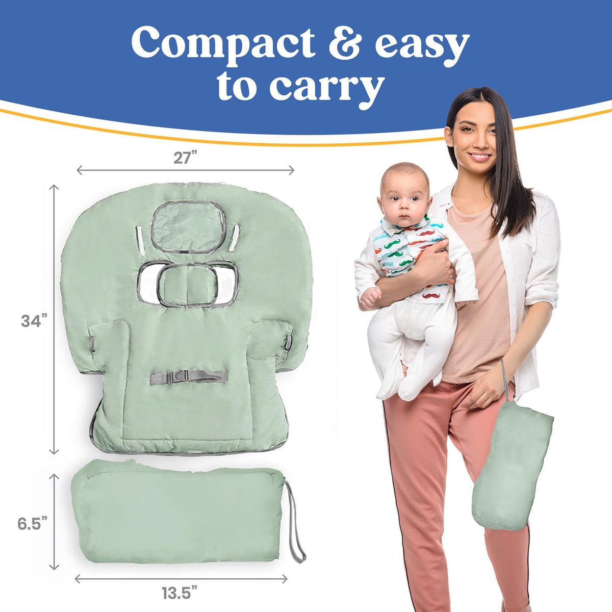 PILLANI Asiento de carrito de compras para bebé, funda de silla alt...