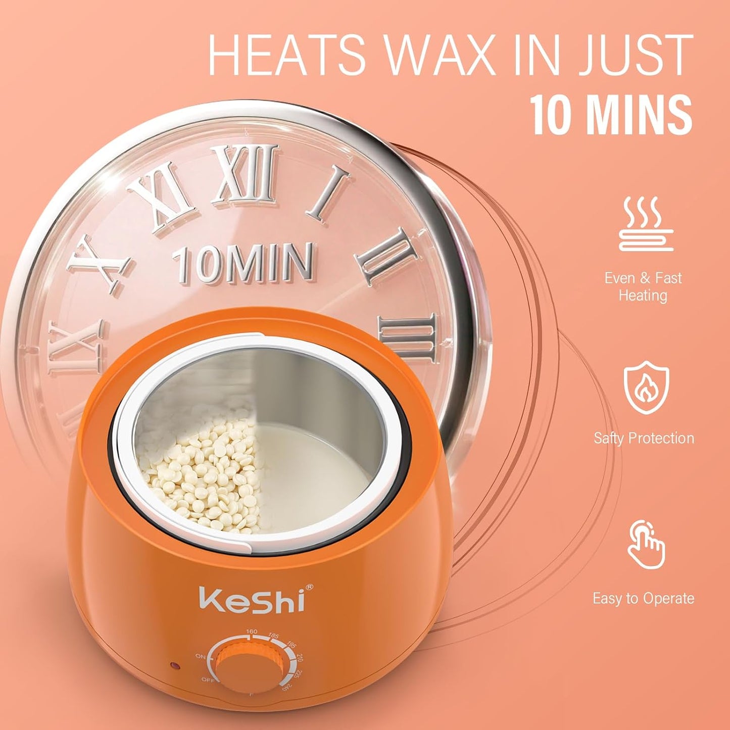Kit de depilación KeShi, calentador de cera para depilación sin dol...