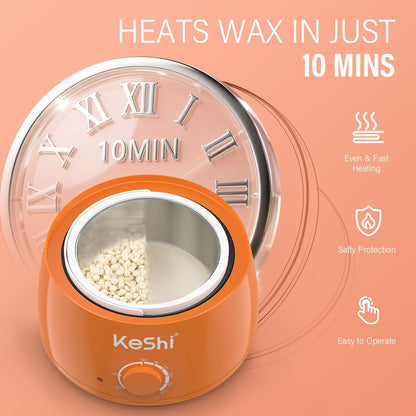 Kit de depilación KeShi, calentador de cera para depilación sin dol...