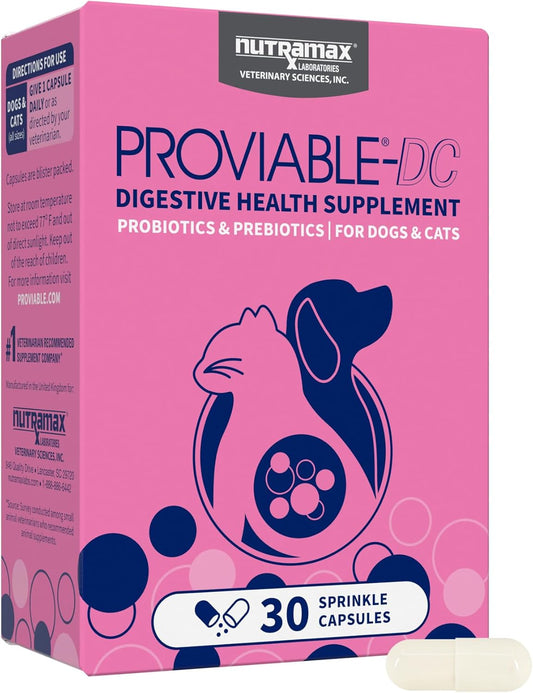 Nutramax Proviable Probióticos para Perros y Gatos, Suplemento Diar...