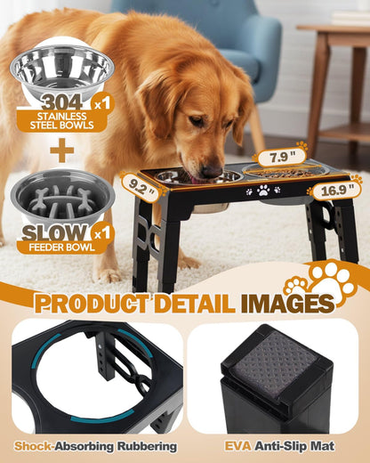 Jovrun Cuencos Elevados para Perros, Comedero para Perros con Plato...