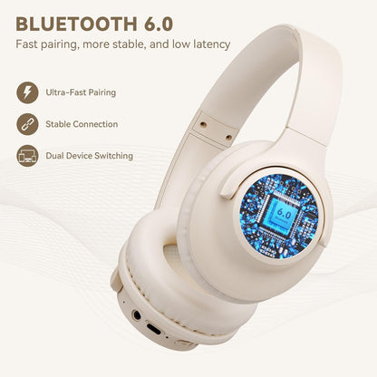 KVIDIO Auriculares Bluetooth sobre la oreja, 65 horas de reproducci...