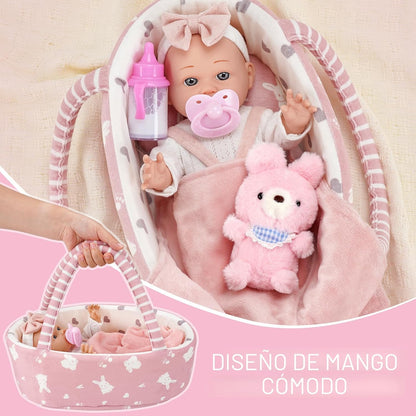 Dreamon Juego de Muñeca Bebé de 12 pulgadas con Cuna Moisés Portáti...