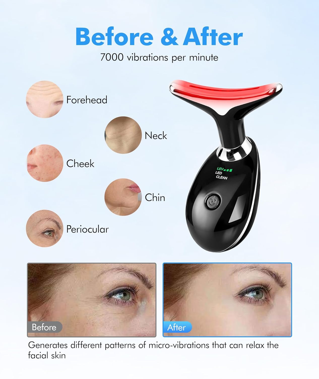 SDKWDH Terapia de Luz Roja para Cara y Cuello, Herramienta de Masaj...