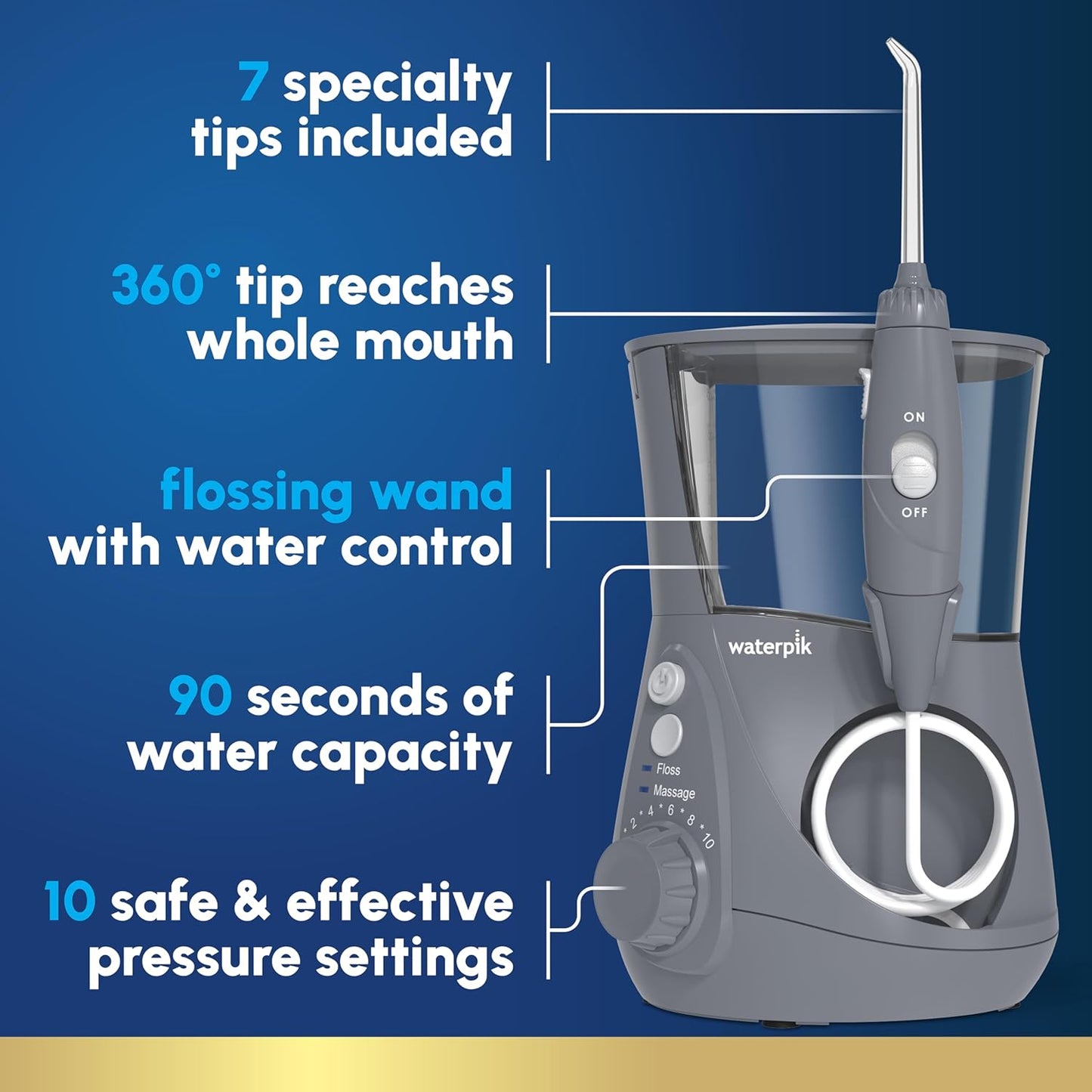 Waterpik Aquarius - Hilo dental de agua para limpieza de dientes, e...