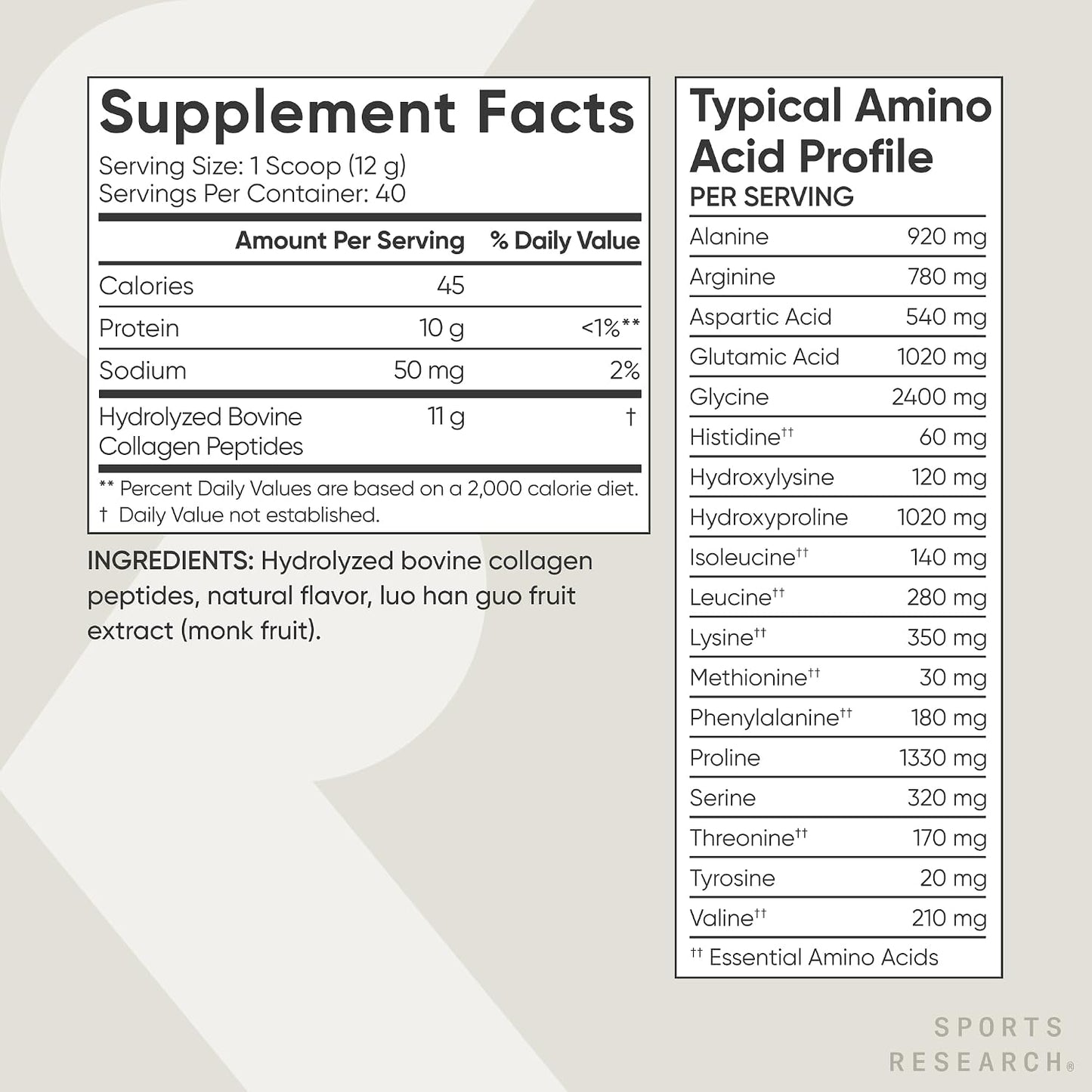 Sports Research Péptidos de colágeno \u2013 Polvo de proteína de co...