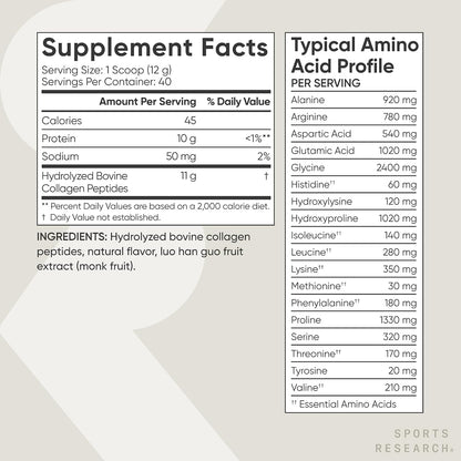 Sports Research Péptidos de colágeno \u2013 Polvo de proteína de co...