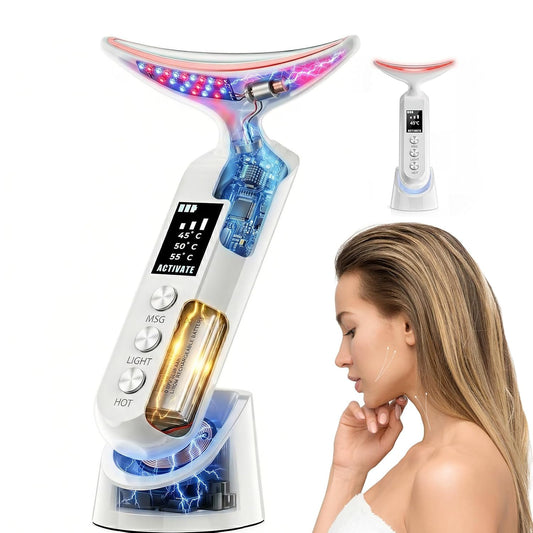 Masajeador facial con luz LED: dispositivo facial de 9 colores - Va...