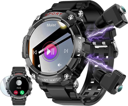 ATEVIX Reloj Inteligente con Auriculares para Hombre, Llamadas Blue...