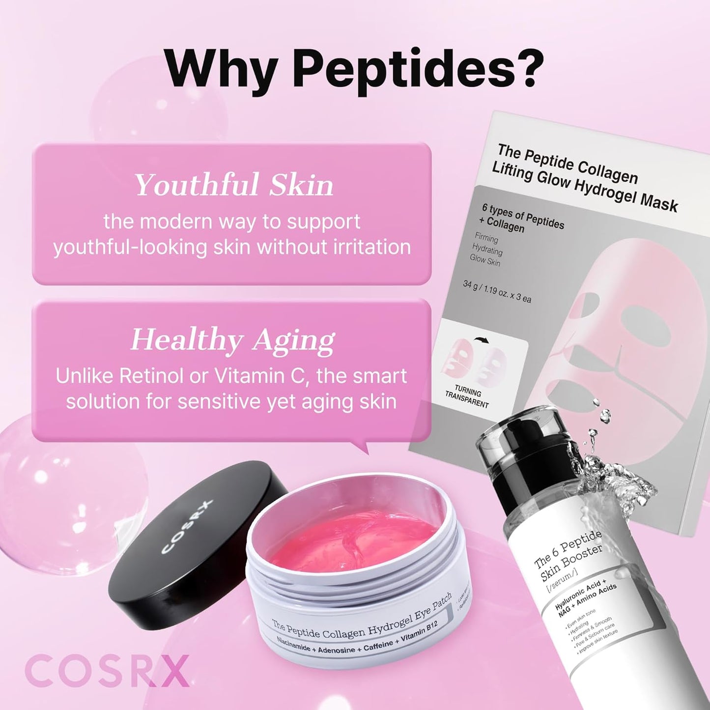 COSRX Pink Peptides - Parche de hidrogel de colágeno para ojos hinc...