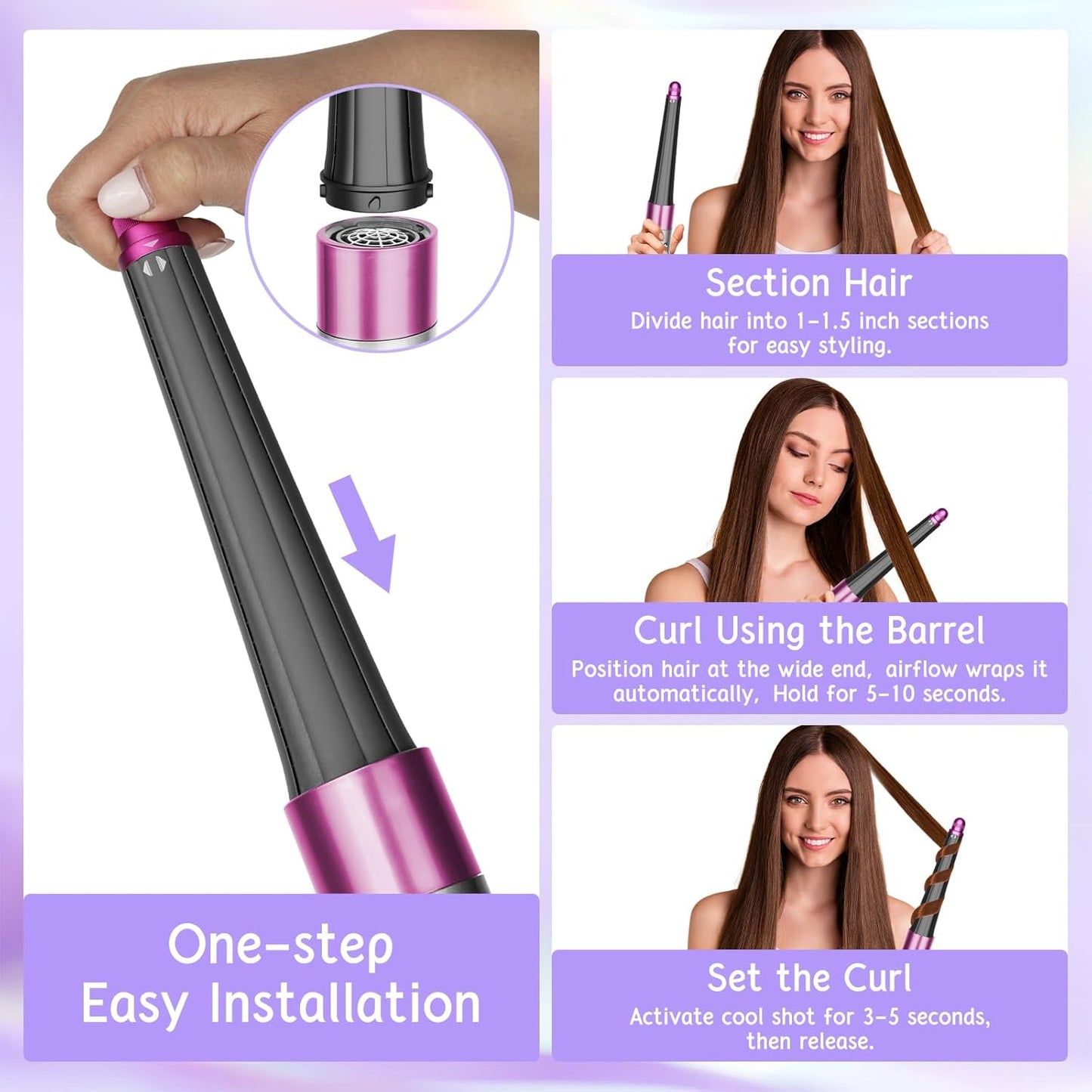 ZEPHBLOW Barril cónico largo para Dyson Airwrap, 0.78-1.4 pulgadas\...